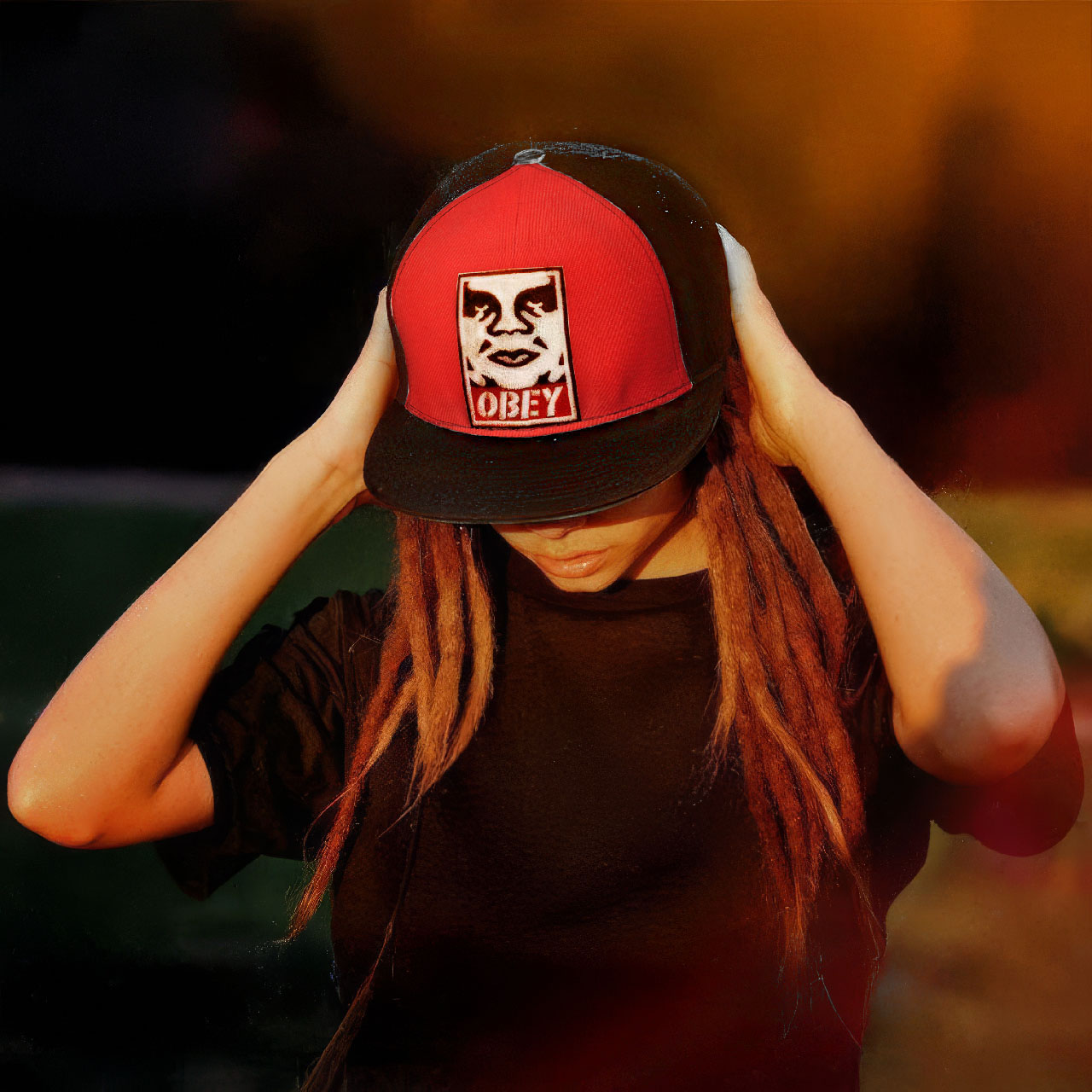 Фирменная кепка бейсболка OBEY Black and Red Andre Giant