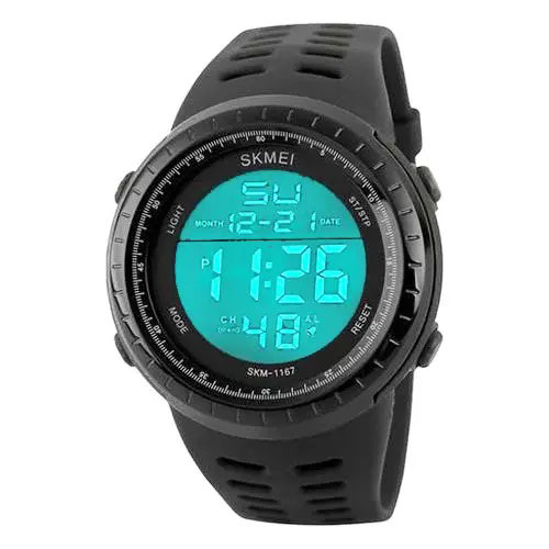 Часы наручные мужские SKMEI 1167BK BLACK, армейские часы противоударные. Цвет: черный