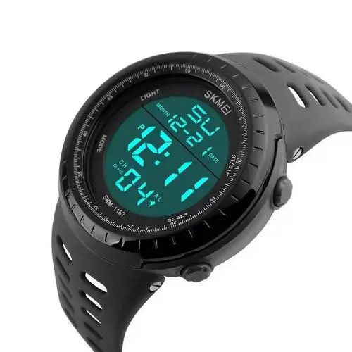 Часы наручные мужские SKMEI 1167BK BLACK, армейские часы противоударные. Цвет: черный