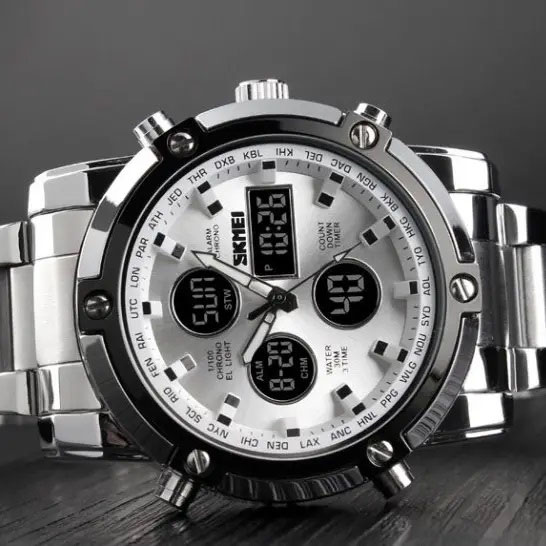 Часы наручные мужские SKMEI 1389SI SILVER, брендовые мужские часы. Цвет: серебряный
