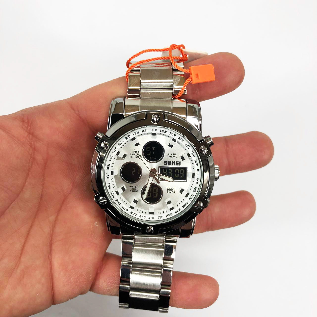 Часы наручные мужские SKMEI 1389SI SILVER, брендовые мужские часы. Цвет: серебряный