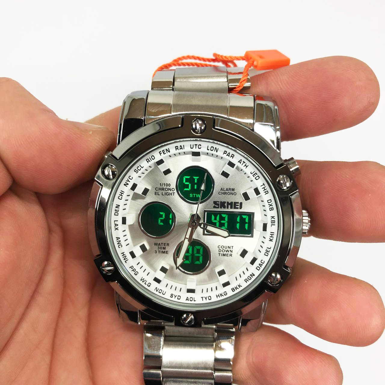 Часы наручные мужские SKMEI 1389SI SILVER, брендовые мужские часы. Цвет: серебряный