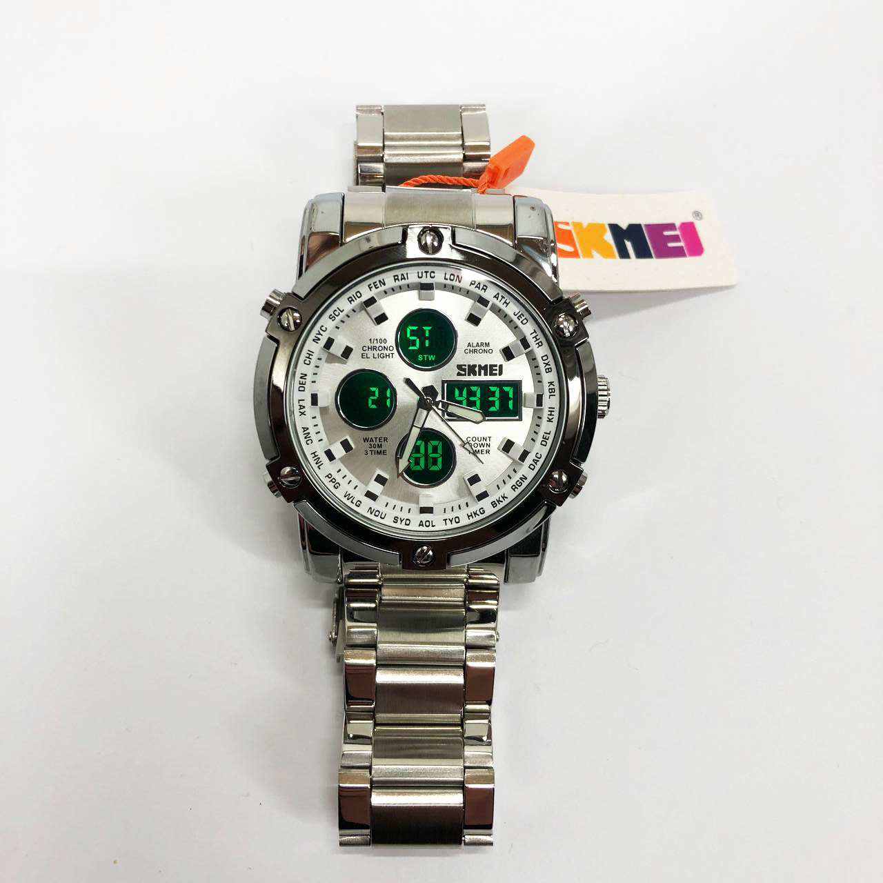 Часы наручные мужские SKMEI 1389SI SILVER, брендовые мужские часы. Цвет: серебряный