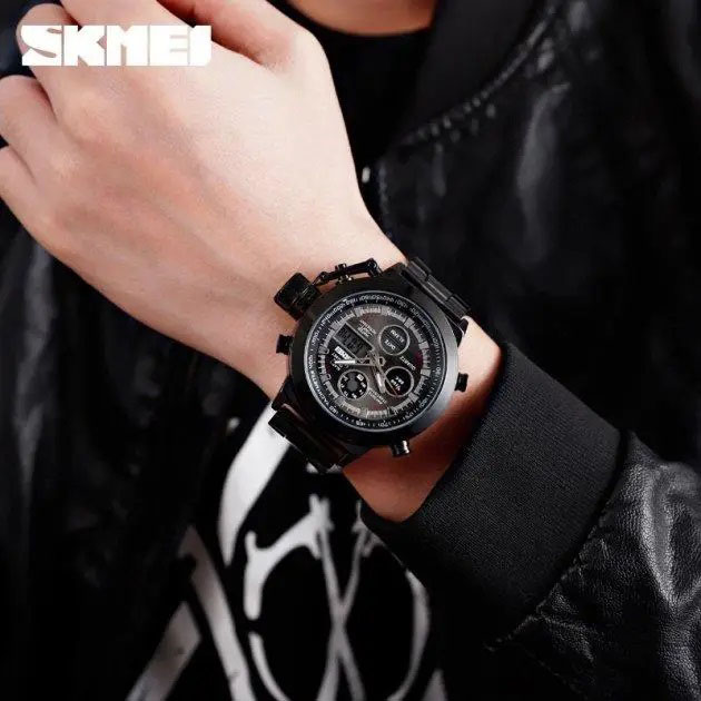Часы наручные мужские SKMEI 1515BK BLACK, часы наручные электронные тактические. Цвет: черный