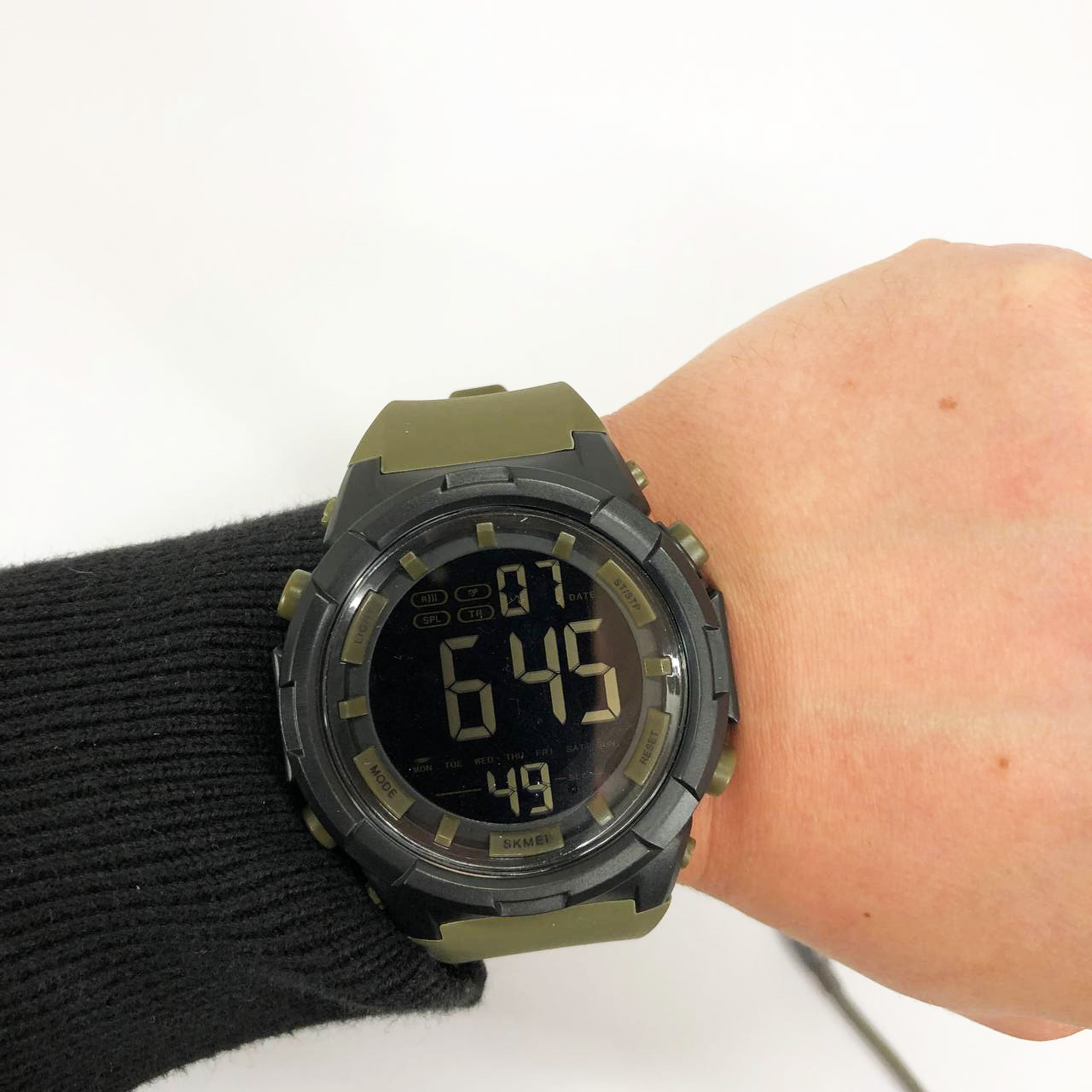 Часы наручные мужские SKMEI 1845AG ARMY GREEN, армейские водостойкие тактические часы. Цвет: зеленый