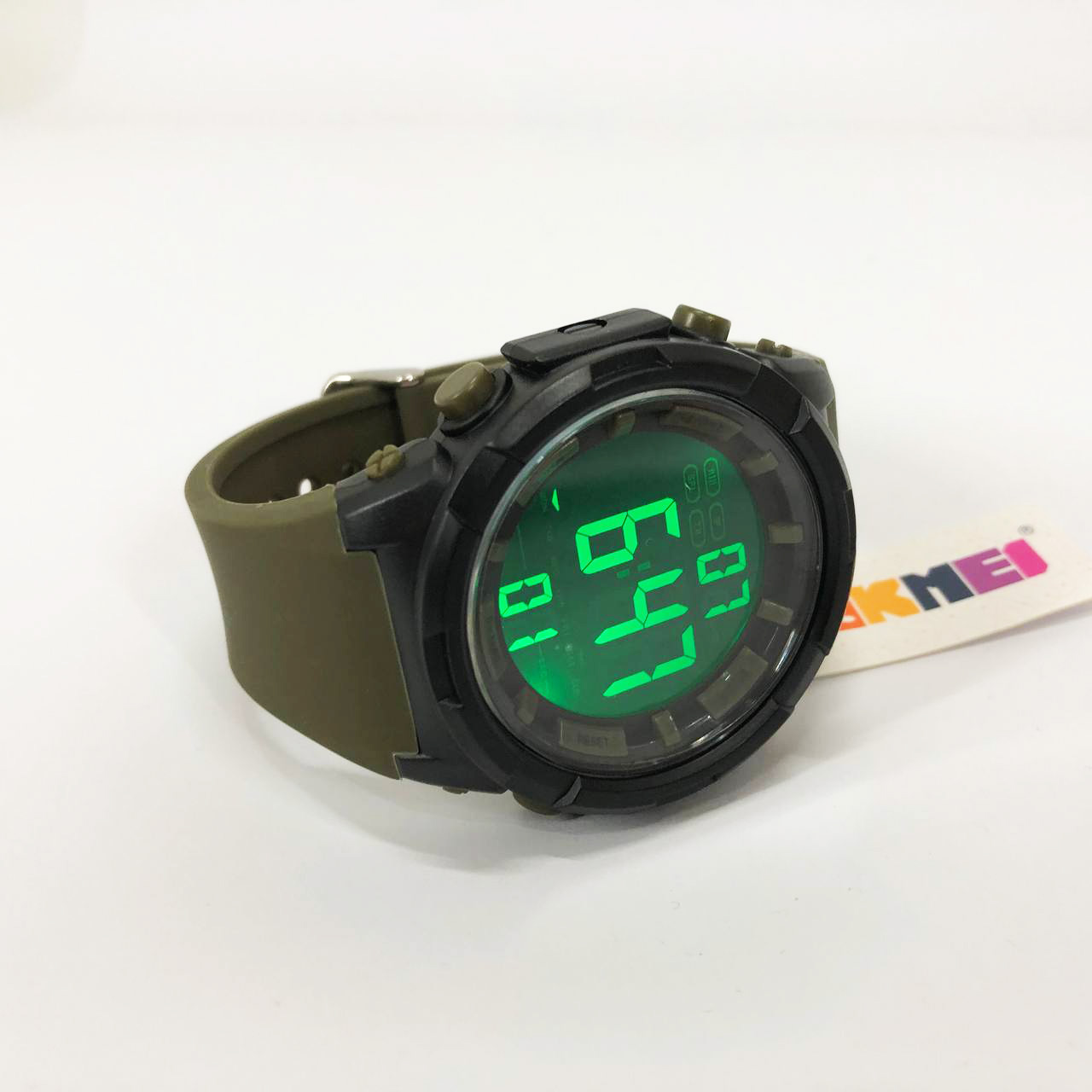 Часы наручные мужские SKMEI 1845AG ARMY GREEN, армейские водостойкие тактические часы. Цвет: зеленый