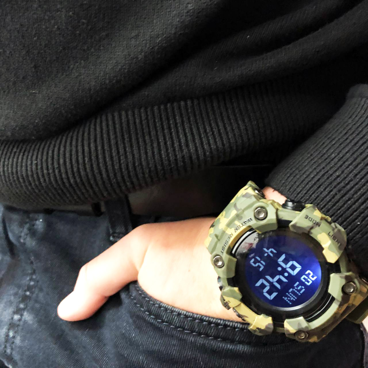 Часы наручные мужские SKMEI 1968CMGN GREEN CAMO, водонепроницаемые мужские часы. Цвет: камуфляж