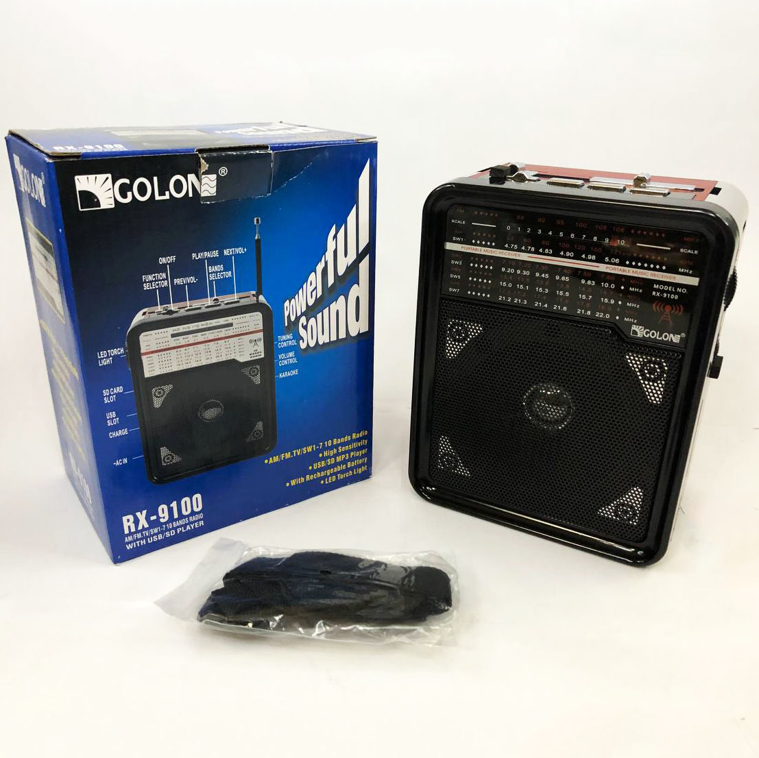 Радиоприемник GOLON RX-9100 USB+SD Радио с фонарем, Ретро радиоприемник, Fm передатчик. Цвет: красный
