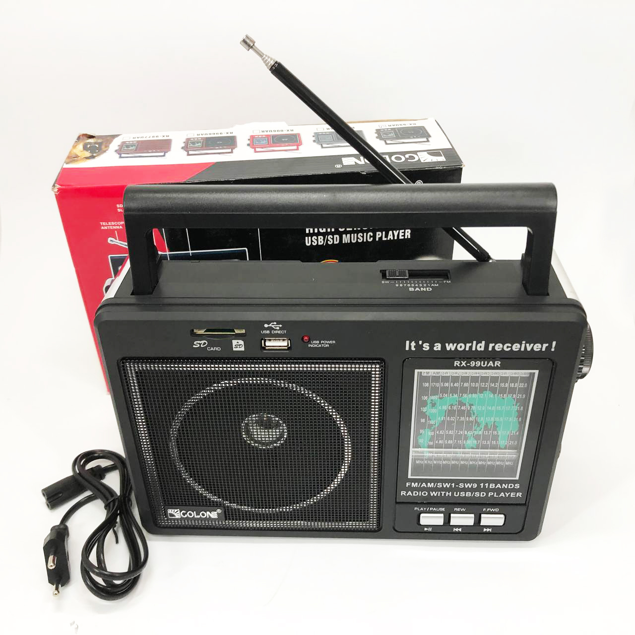 Портативный радиоприемник GOLON RX-99/3920 аккумуляторный FM/AM/SW с воспроизведением USB/MicroSD