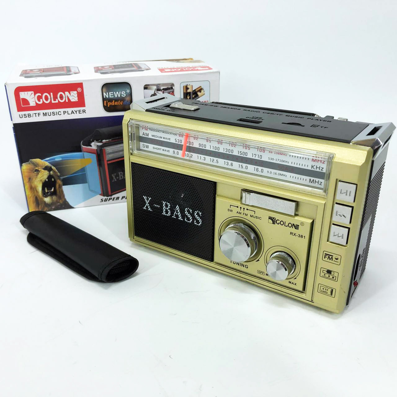 Радиоприёмник портативное радио Golon RX-381 аккумуляторный ретро колонка usb sd mp3 fm. Цвет: желтый