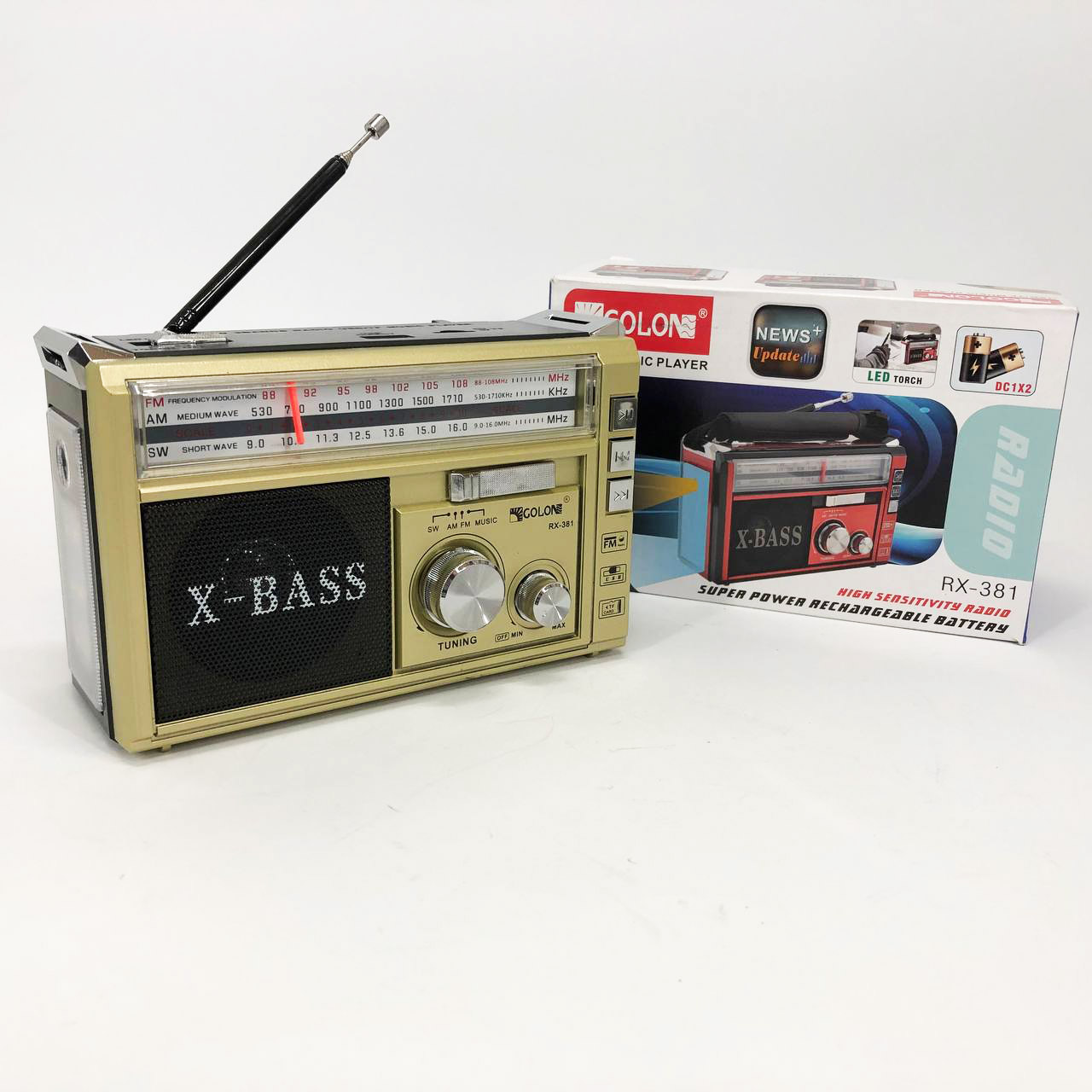Радиоприёмник портативное радио Golon RX-381 аккумуляторный ретро колонка usb sd mp3 fm. Цвет: желтый