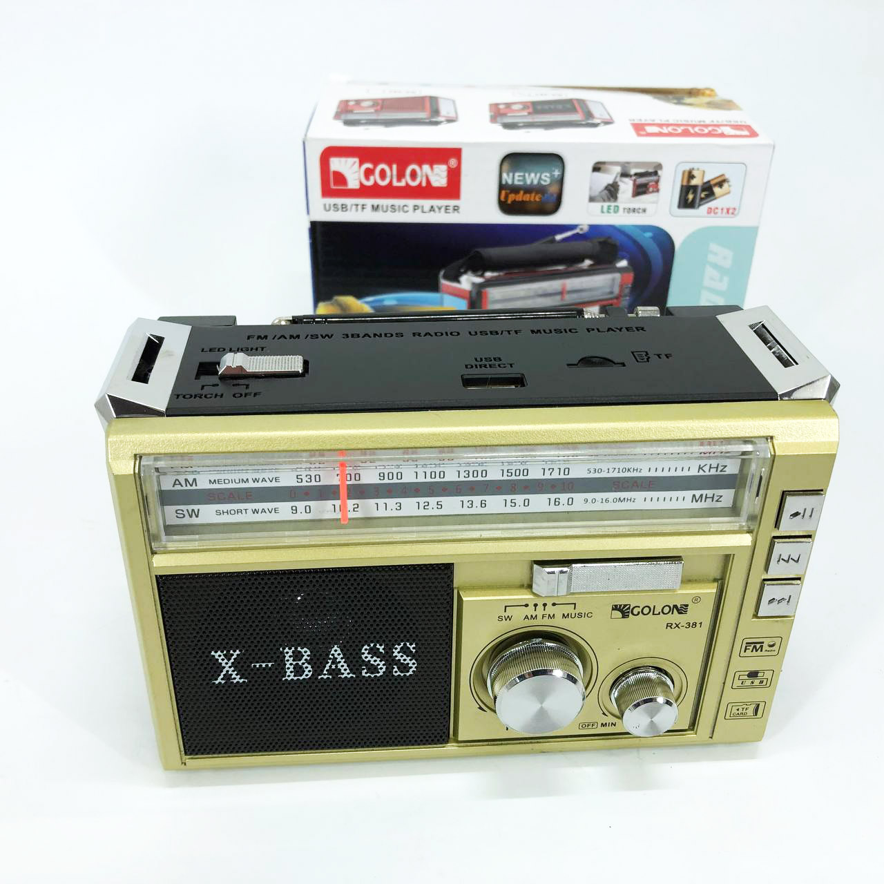 Радиоприёмник портативное радио Golon RX-381 аккумуляторный ретро колонка usb sd mp3 fm. Цвет: желтый
