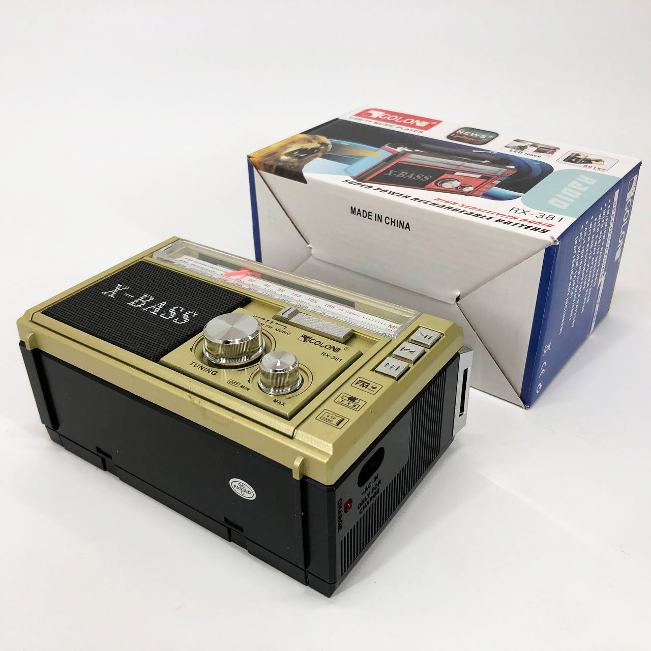 Радиоприёмник портативное радио Golon RX-381 аккумуляторный ретро колонка usb sd mp3 fm. Цвет: желтый