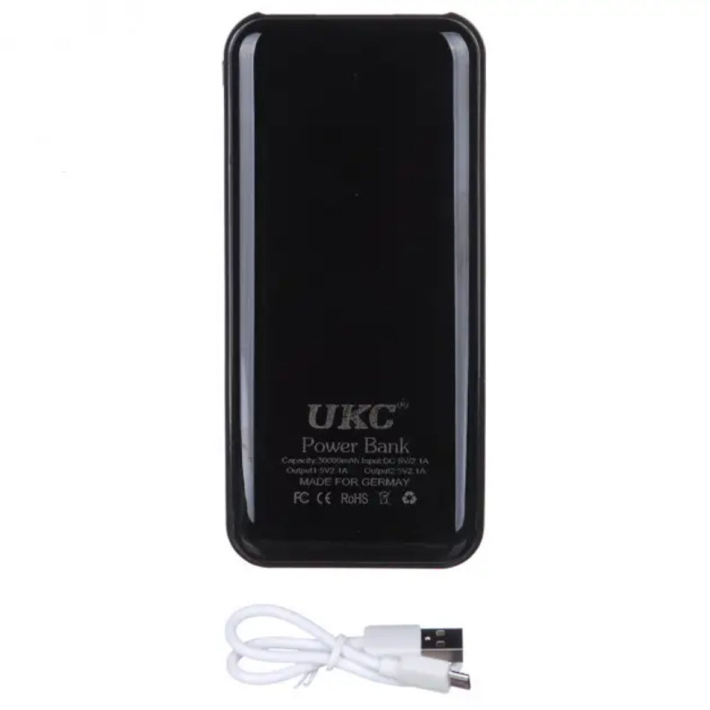 Портативная мобильная зарядка Power Bank 30000 mAh UKC, Внешний аккумулятор, Зарядка power bank. Цвет: черный