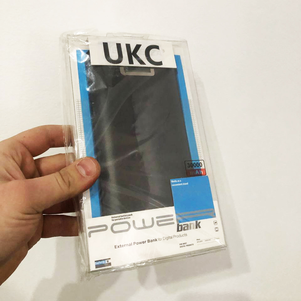 Портативная мобильная зарядка Power Bank 30000 mAh UKC, Внешний аккумулятор, Зарядка power bank. Цвет: черный