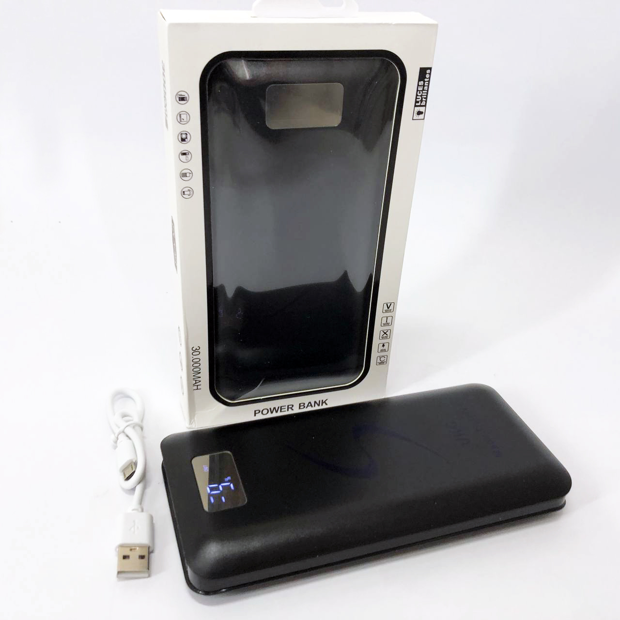 Портативная мобильная зарядка Power Bank 30000 mAh UKC, Внешний аккумулятор, Зарядка power bank. Цвет: черный