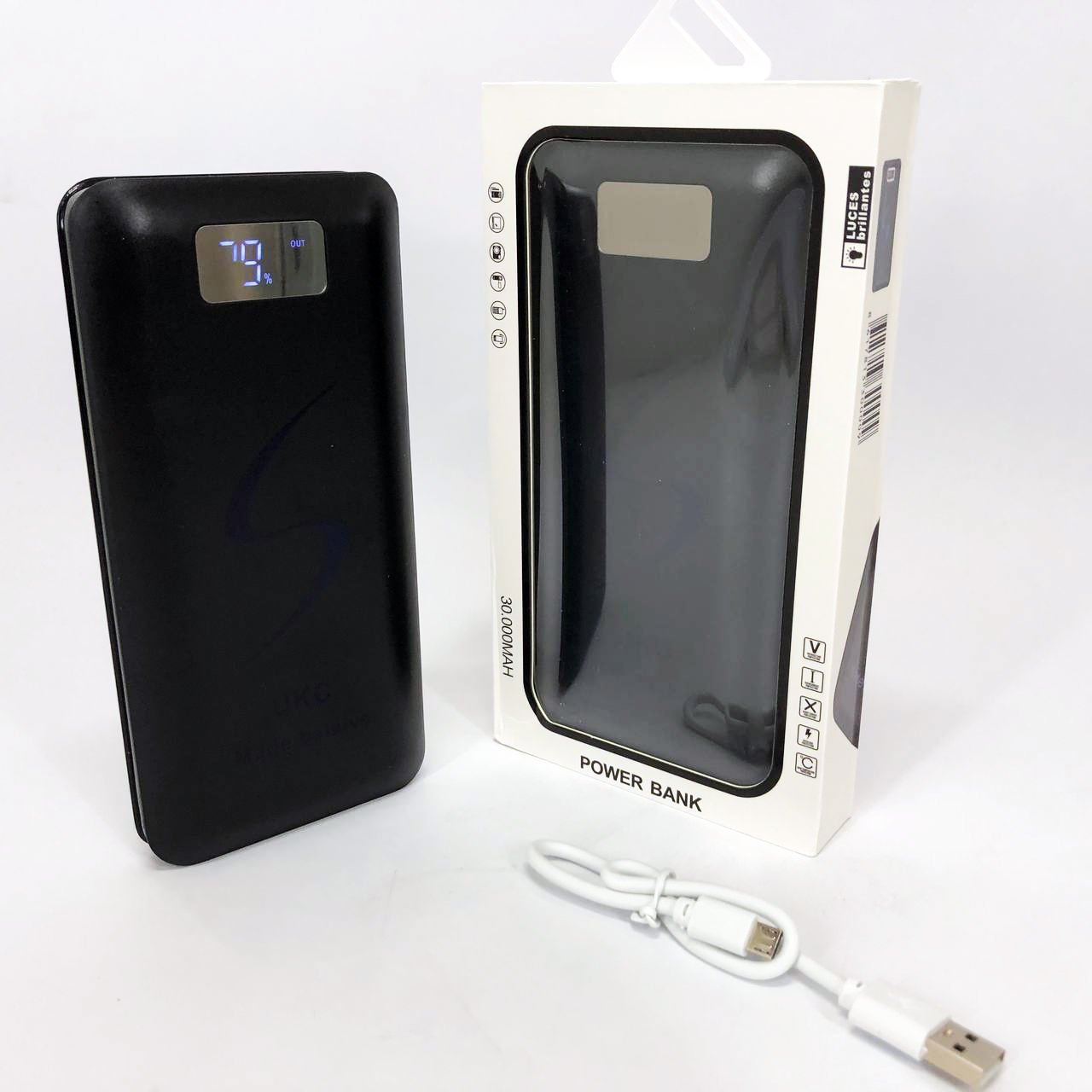 Портативная мобильная зарядка Power Bank 30000 mAh UKC, Внешний аккумулятор, Зарядка power bank. Цвет: черный