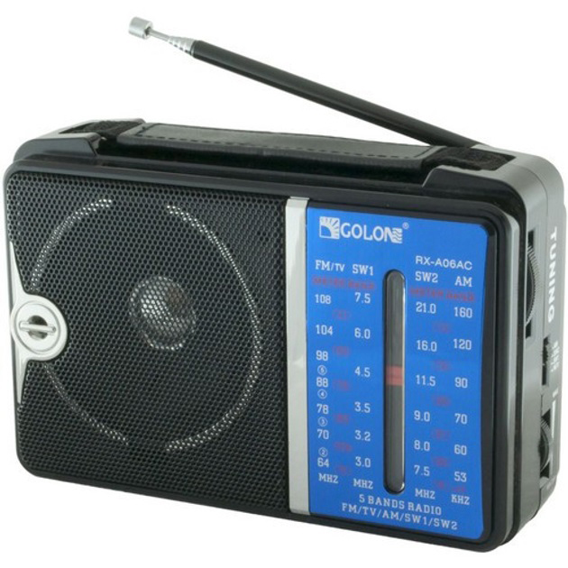 Портативный FM радиоприемник GOLON RX-A06AC акустическая система проигрыватель от батареек от сети