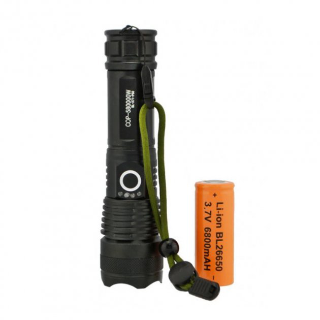 Фонарь ручной Police X71A-HP50, ЗУ micro USB, 1x18650/3xAAA, zoom, индикация заряда, качественный фонарик