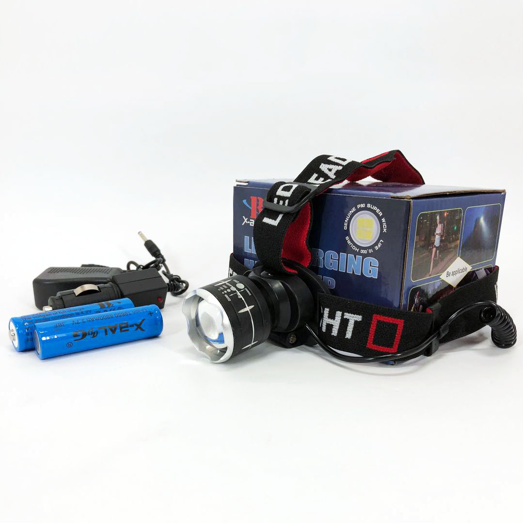 Налобный фонарь X-Balog BL-T09B-P90, мощный тактический фонарь на голову, водонепроницаемый