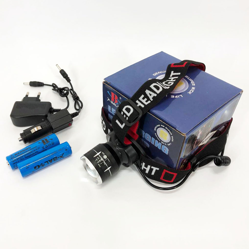Налобный фонарь X-Balog BL-T09B-P90, мощный тактический фонарь на голову, водонепроницаемый