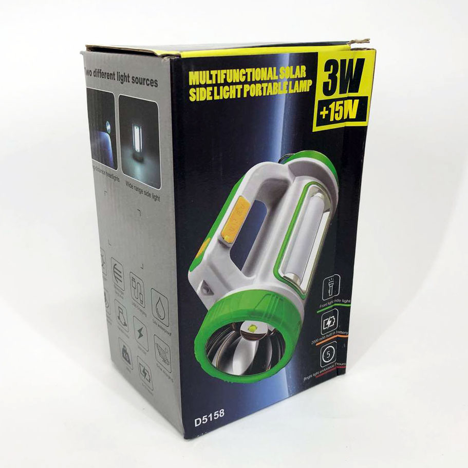 Фонарь кемпинговый с солнечной панелью 5158-LED-COB power bank, переносной фонарь. Цвет: зеленый