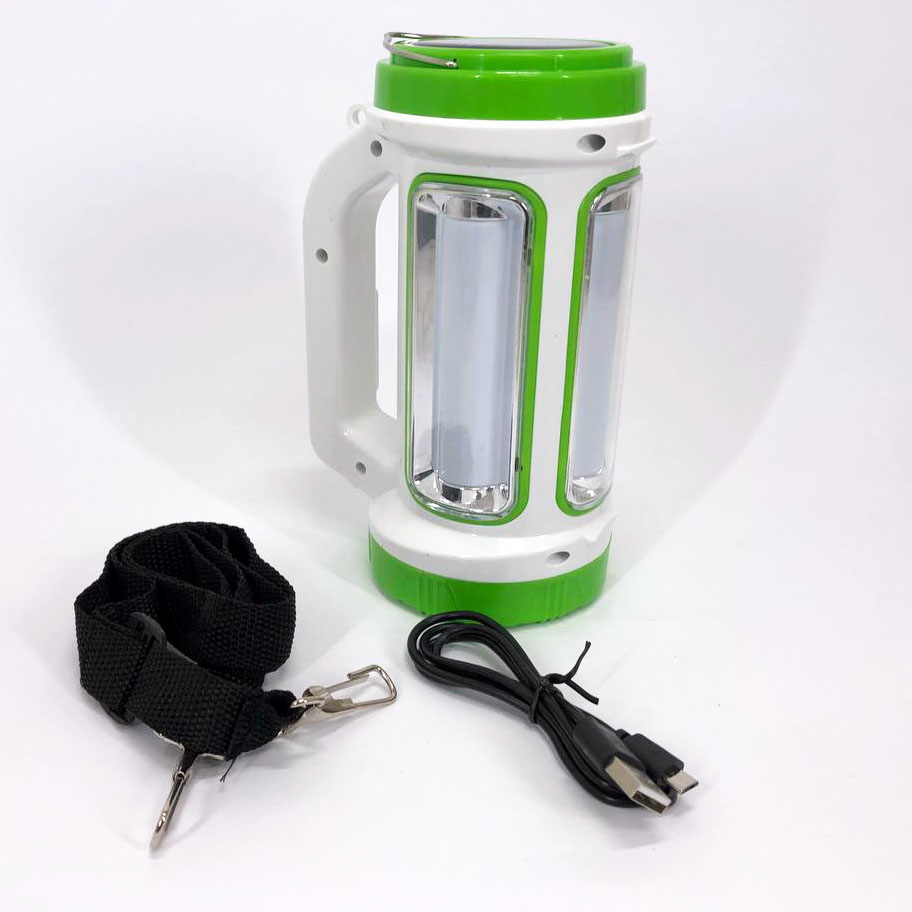 Фонарь кемпинговый с солнечной панелью 5158-LED-COB power bank, переносной фонарь. Цвет: зеленый