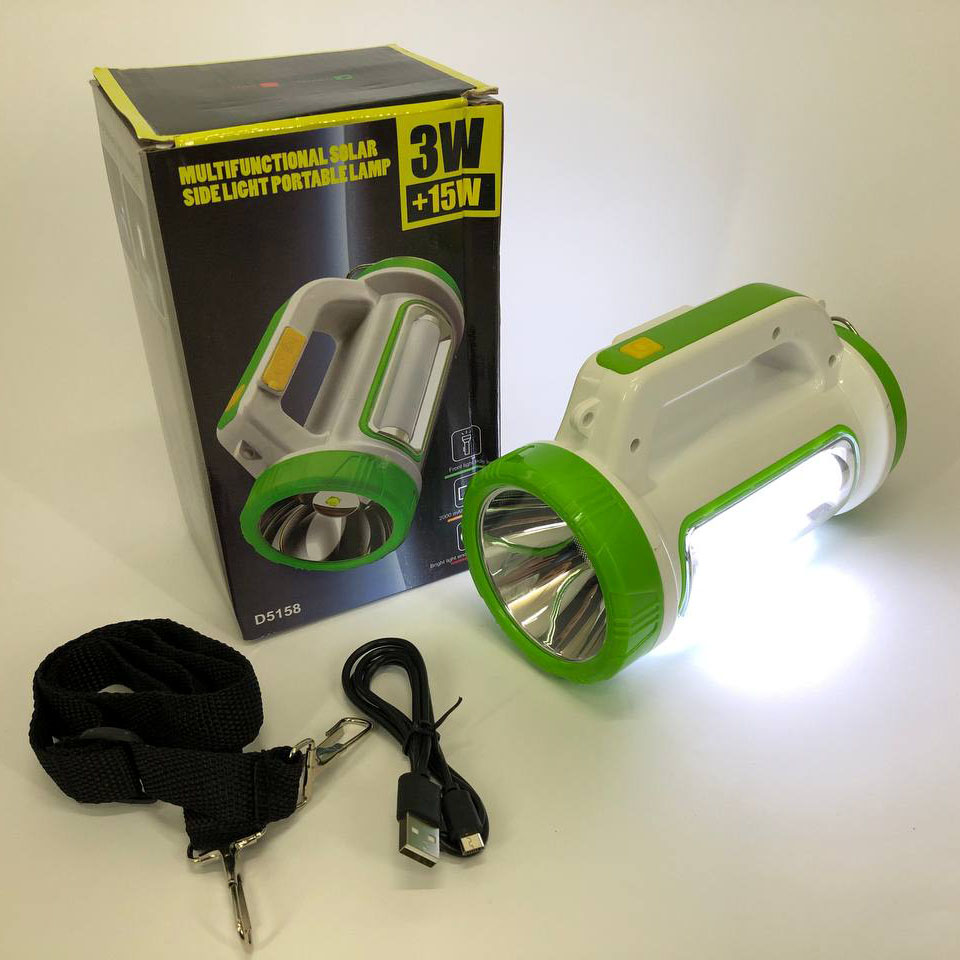 Фонарь кемпинговый с солнечной панелью 5158-LED-COB power bank, переносной фонарь. Цвет: зеленый