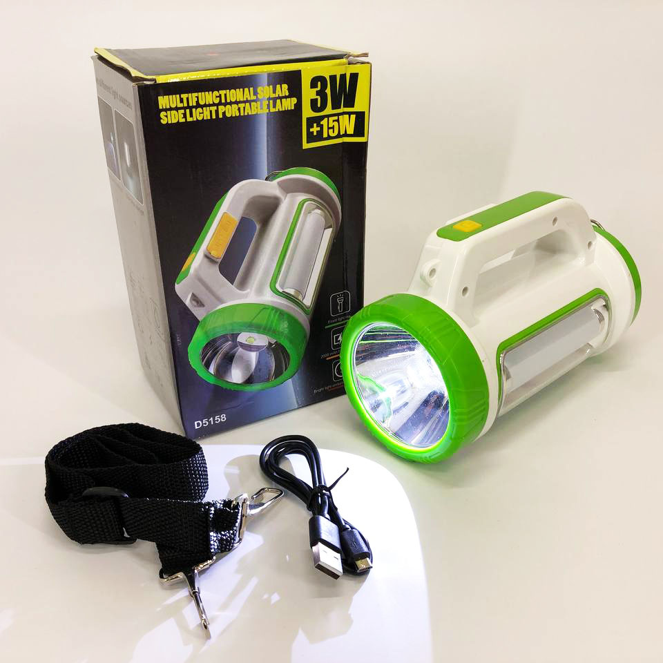 Фонарь кемпинговый с солнечной панелью 5158-LED-COB power bank, переносной фонарь. Цвет: зеленый