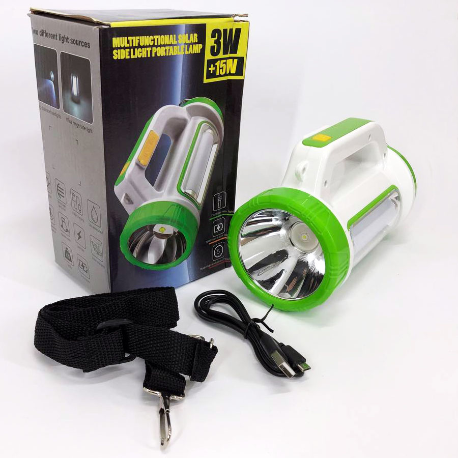 Фонарь кемпинговый с солнечной панелью 5158-LED-COB power bank, переносной фонарь. Цвет: зеленый