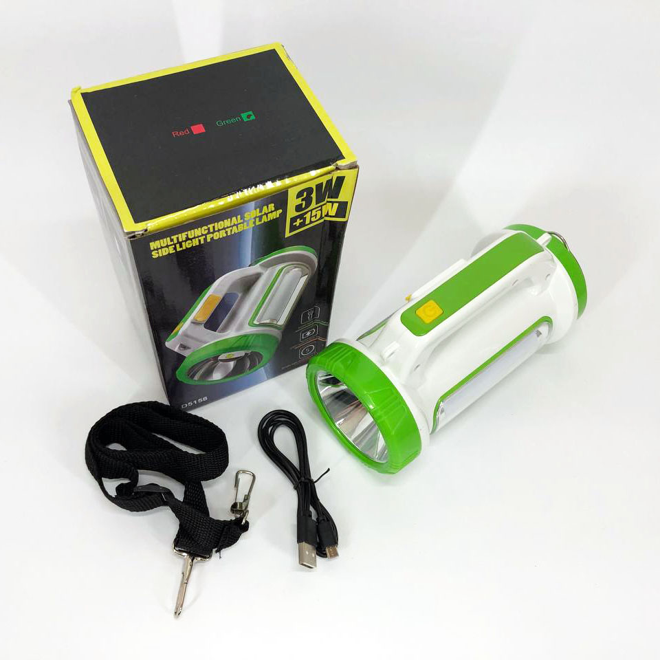 Фонарь кемпинговый с солнечной панелью 5158-LED-COB power bank, переносной фонарь. Цвет: зеленый