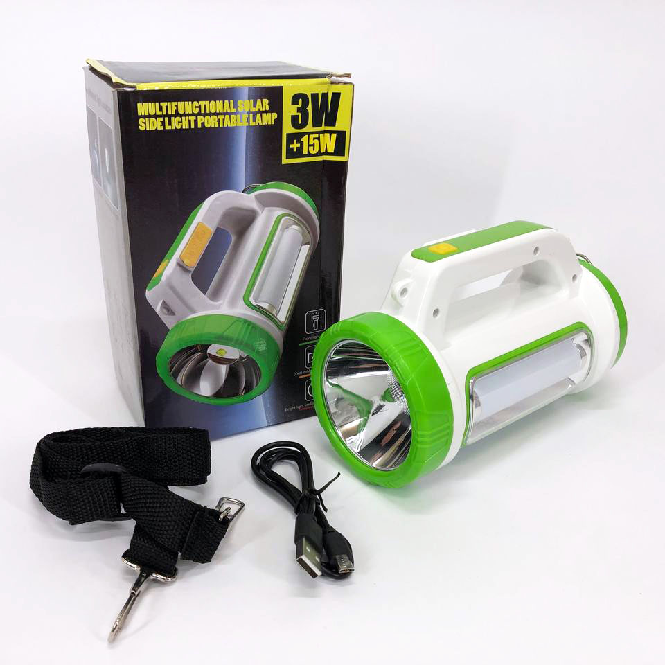 Фонарь кемпинговый с солнечной панелью 5158-LED-COB power bank, переносной фонарь. Цвет: зеленый