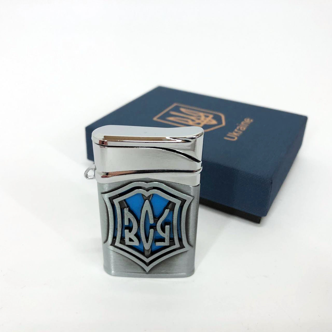 Зажигалка газовая ЗСУ (Подарочная коробка, Острое пламя) HL-4112-4. Цвет: серебро