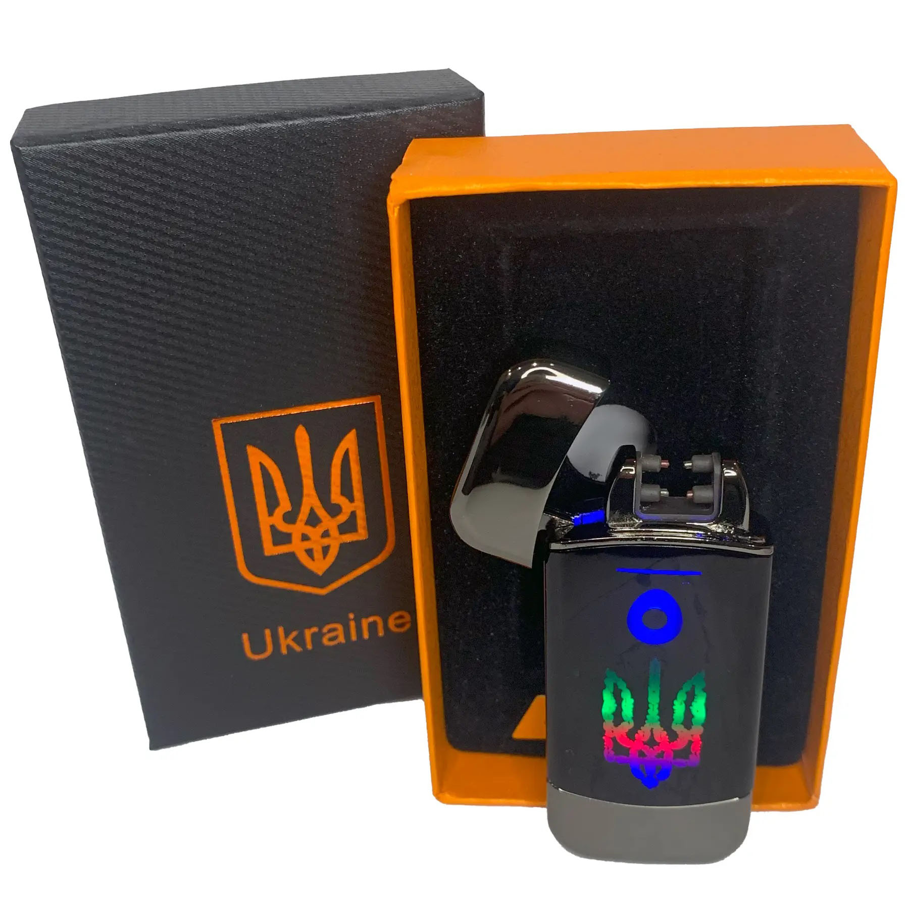 Дуговая электроимпульсная зажигалка с USB-зарядкой Украина LIGHTER HL-439, с зарядкой. Цвет: черный