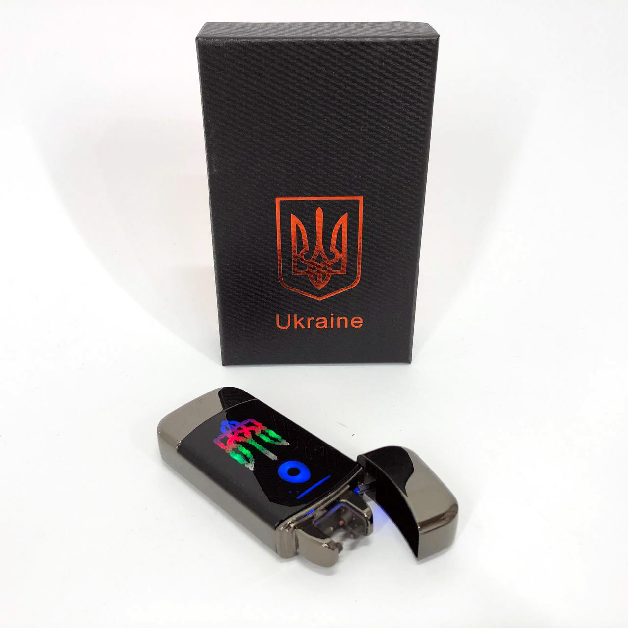 Дуговая электроимпульсная зажигалка с USB-зарядкой Украина LIGHTER HL-439, с зарядкой. Цвет: черный