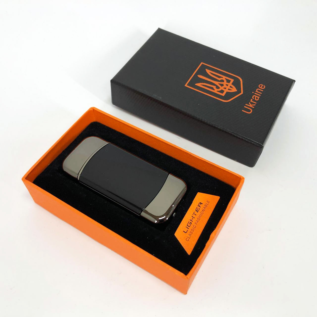 Дуговая электроимпульсная зажигалка с USB-зарядкой Украина LIGHTER HL-439, с зарядкой. Цвет: черный