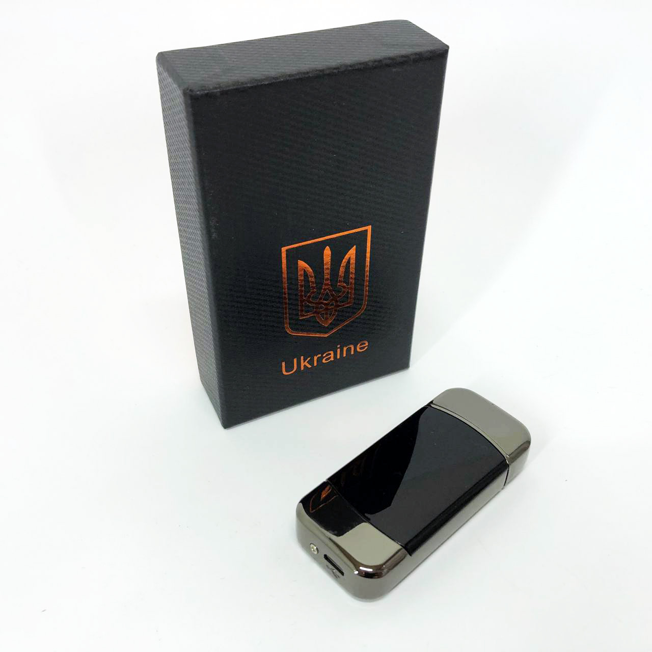 Дуговая электроимпульсная зажигалка с USB-зарядкой Украина LIGHTER HL-439, с зарядкой. Цвет: черный