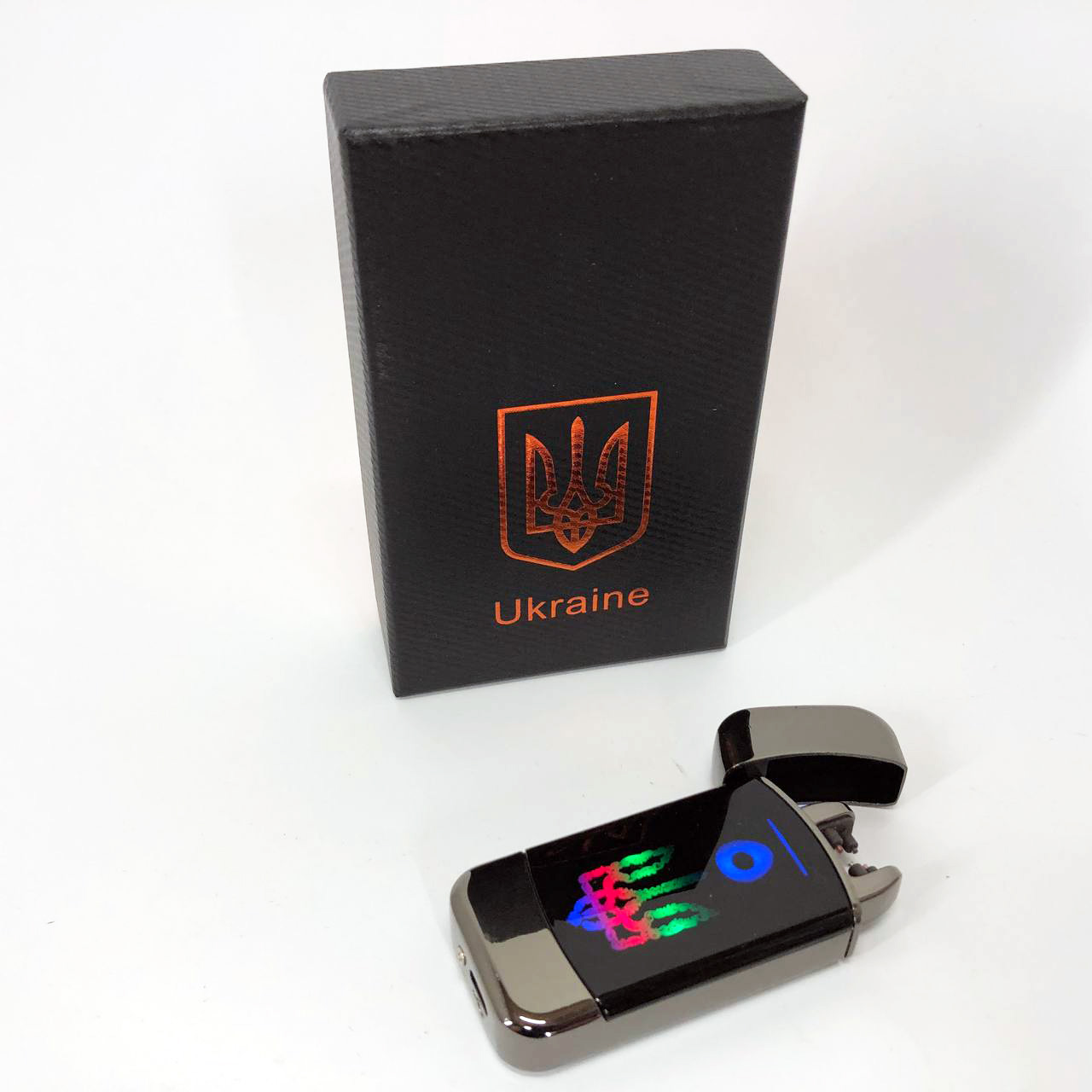 Дуговая электроимпульсная зажигалка с USB-зарядкой Украина LIGHTER HL-439, с зарядкой. Цвет: черный