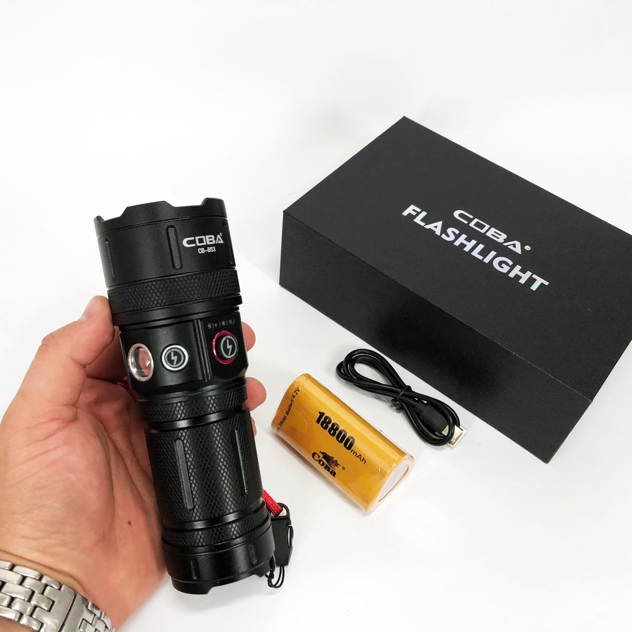 Фонарь CB-B53-TG, 3х18650, power bank, индикация заряда, Фонарик светодиодный для туриста сверхмощный