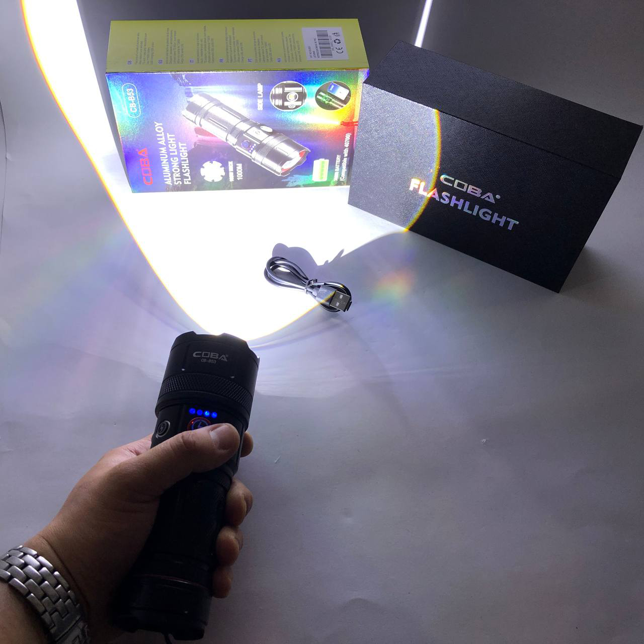 Фонарь CB-B53-TG, 3х18650, power bank, индикация заряда, Фонарик светодиодный для туриста сверхмощный