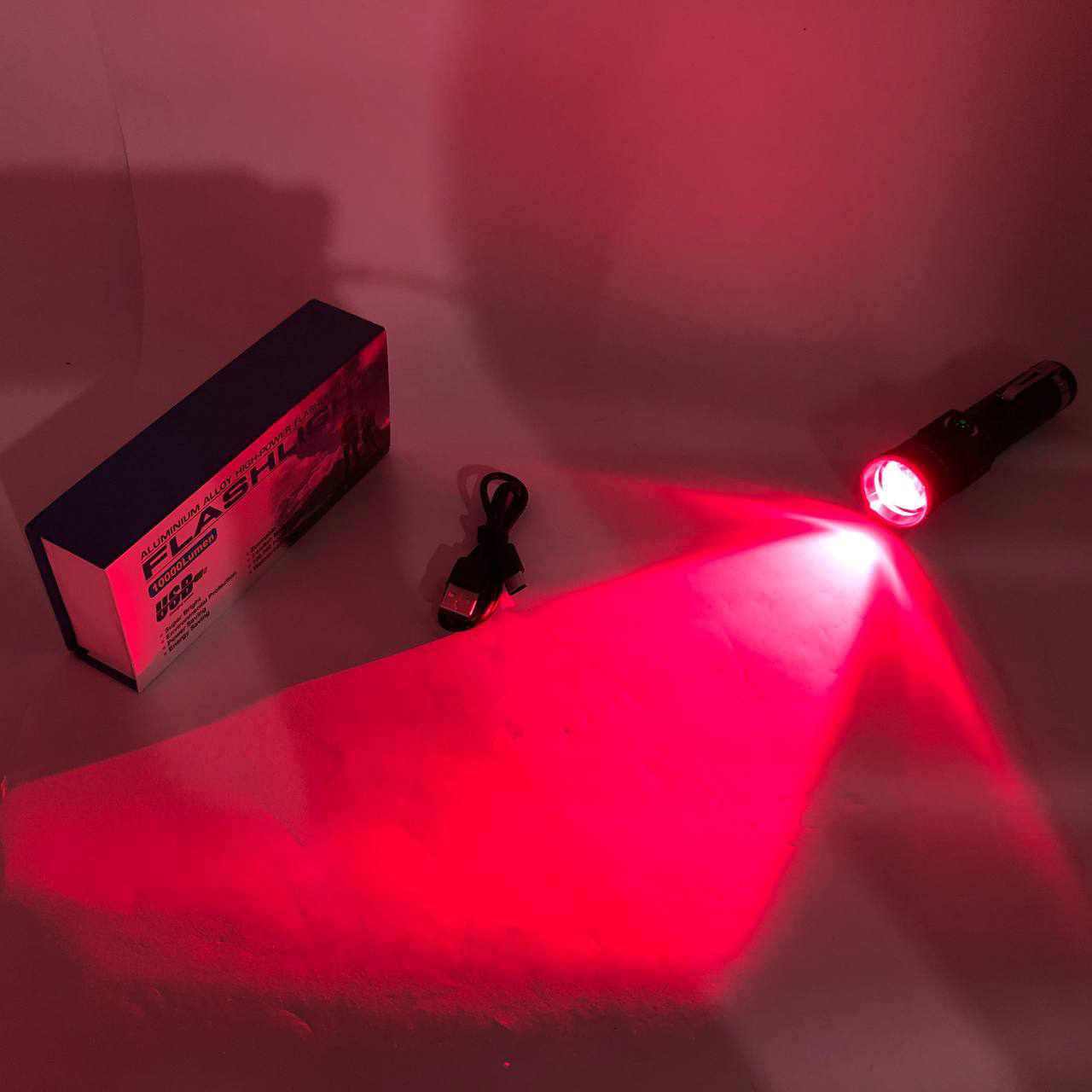 Ручной фонарь PLD-1812-T6 (red) 1x18650, Водонепроницаемый фонарь, Мощный аккумуляторный лед фонарик