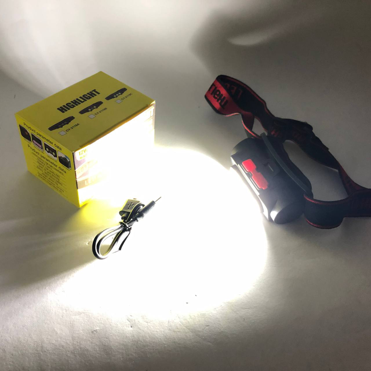 Фонарь налобный PLD-2119B-XPE+2COB(white+red), Фонарь на голову для рыбалки, Водонепроницаемый фонарик