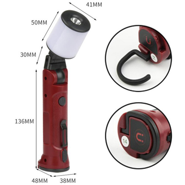 Фонарь аккумуляторный WORKLIGHT-072-XPE 10W 350Lm с крюком и магнитом, Многофункциональный led фонарь