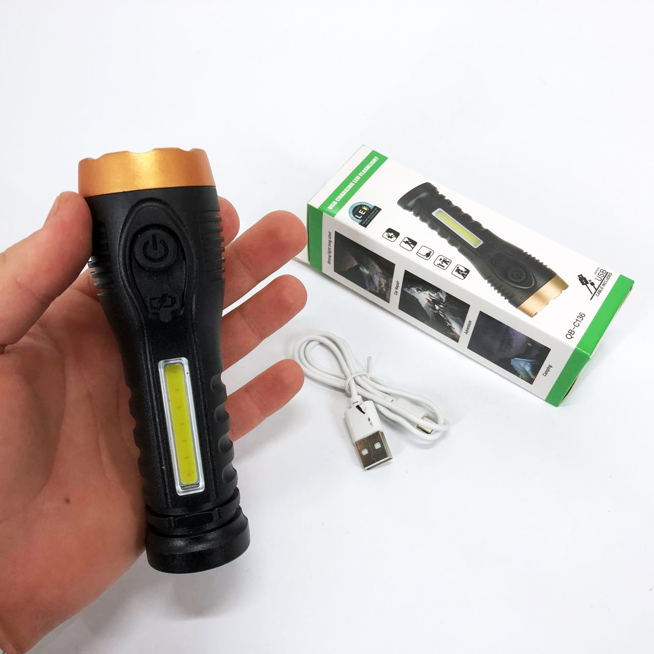 Фонарик карманный светодиодный Police BL-C136-LM+COB, Ручной фонарь с высокой яркостью сверхмощный