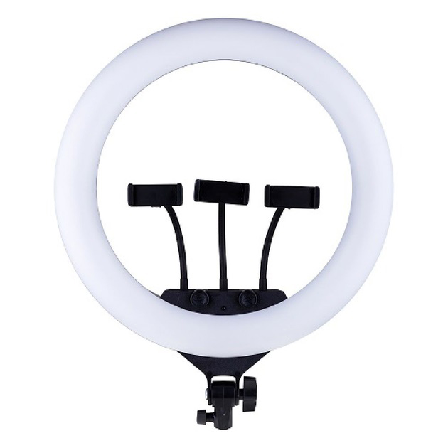 Кольцевая LED лампа RGB MJ45 Ring 45cm комплектация адаптер со встроенным кабелем, держатели для телефона, пульт