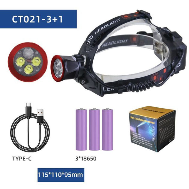 Фонарь налобный CT021 3+1