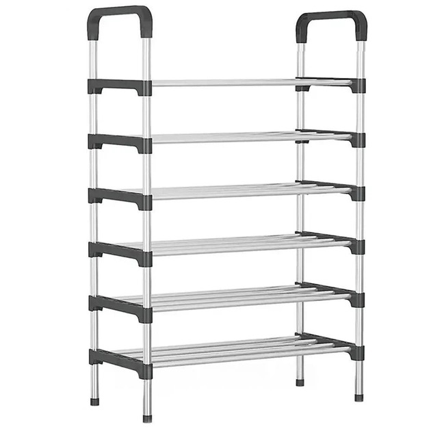 Полка для обуви Shoe Rack 6 полок Органайзер стойка 6 секций 56х28х113см. Цвет: черный