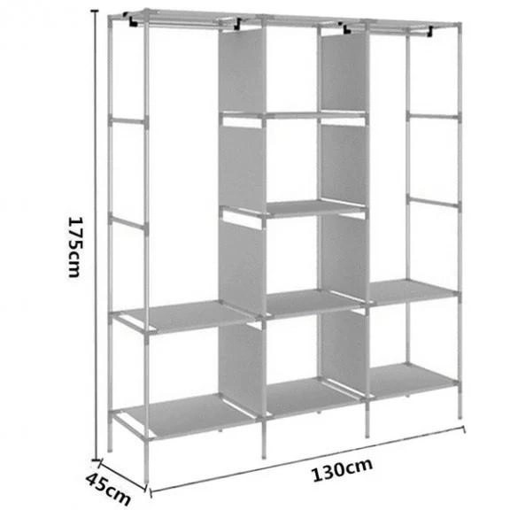 Шкаф тканевый 3 секции складной с каркасом STORAGE WARDROBE 175 х 130 х 45 см. Цвет: коричневый