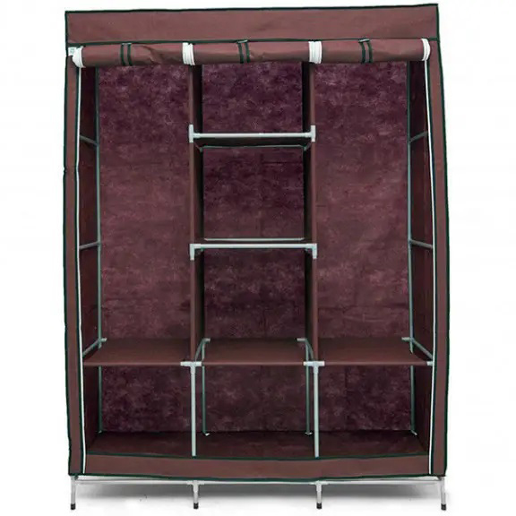 Шкаф тканевый 3 секции складной с каркасом STORAGE WARDROBE 175 х 130 х 45 см. Цвет: коричневый