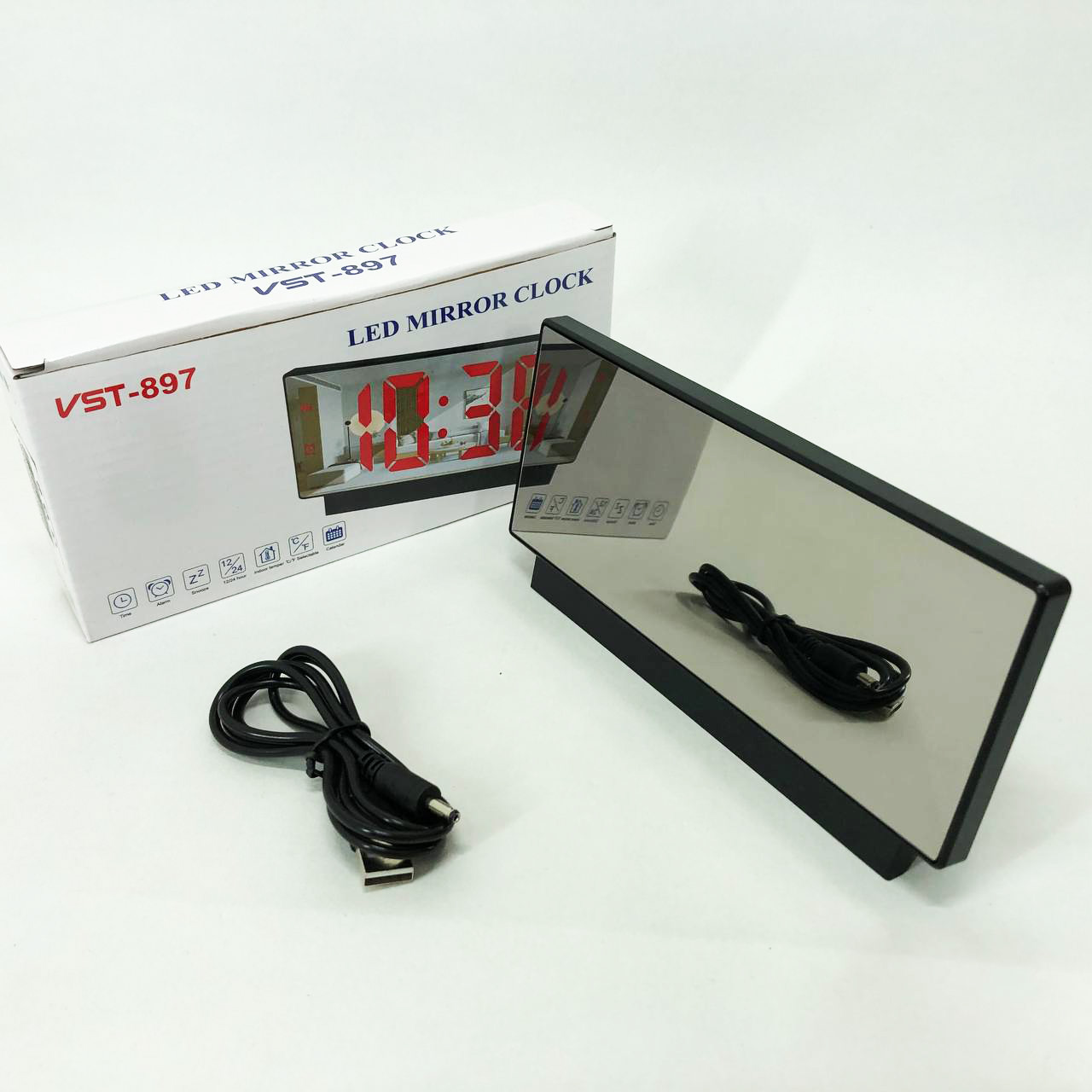 Электронные настольные LED часы от USB VST-897-4 с будильником и термометром